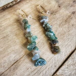 Green Fancy Jasper Dangle Earrings, Jasper Earrings, Crystal Earrings